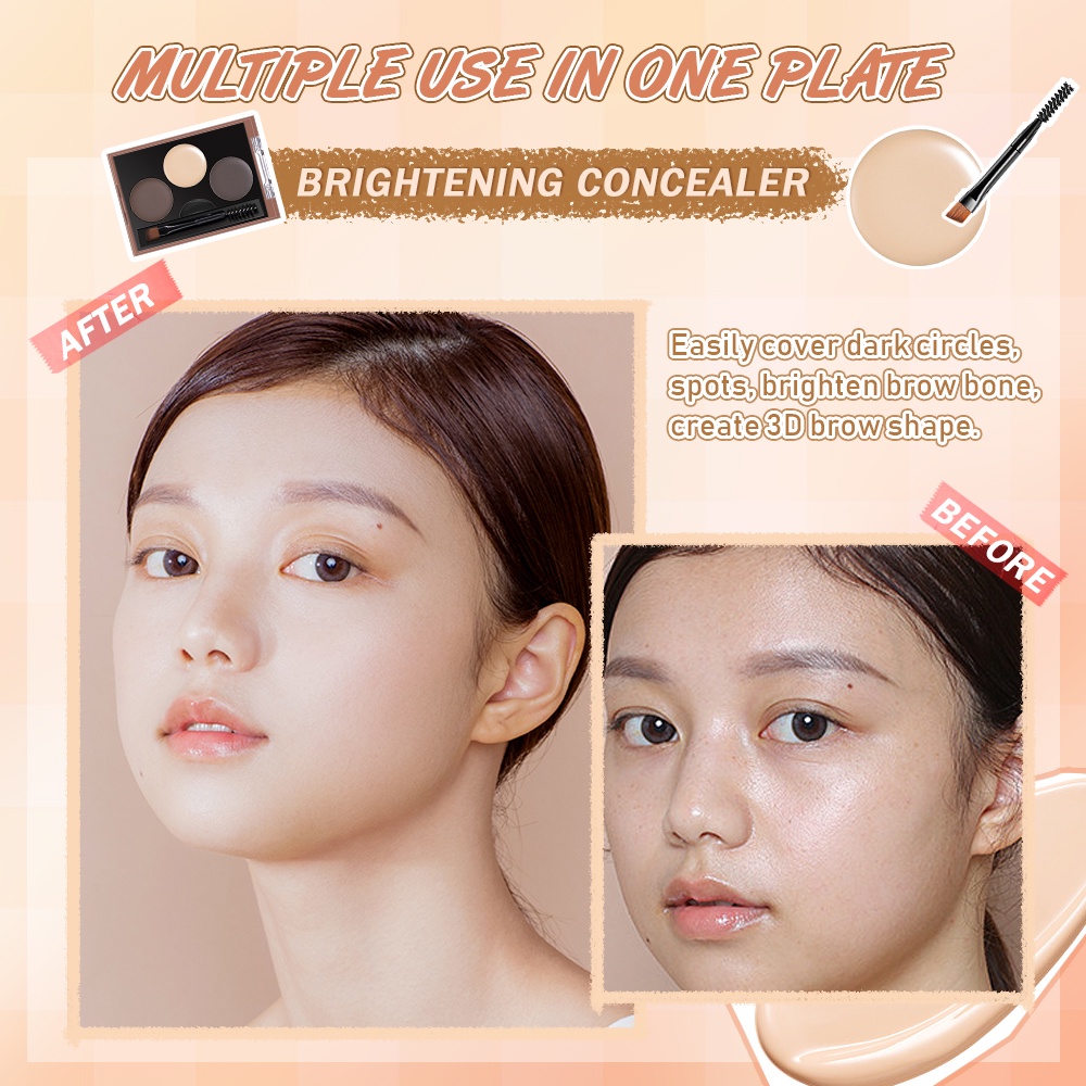 Bảng phấn lông mày SANIYE E0347 3 màu kèm cọ kháng nước 8g
