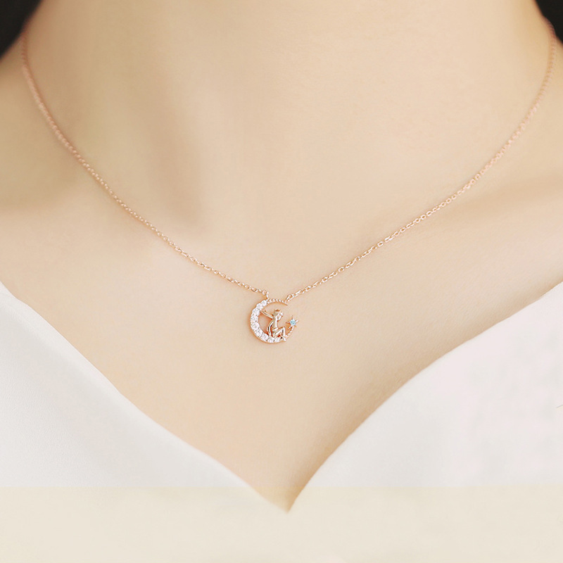 Vòng Cổ Hình Mặt Trăng Và Ngôi Sao Đính Đá Thời Trang Sang Trọng Cho Nữ