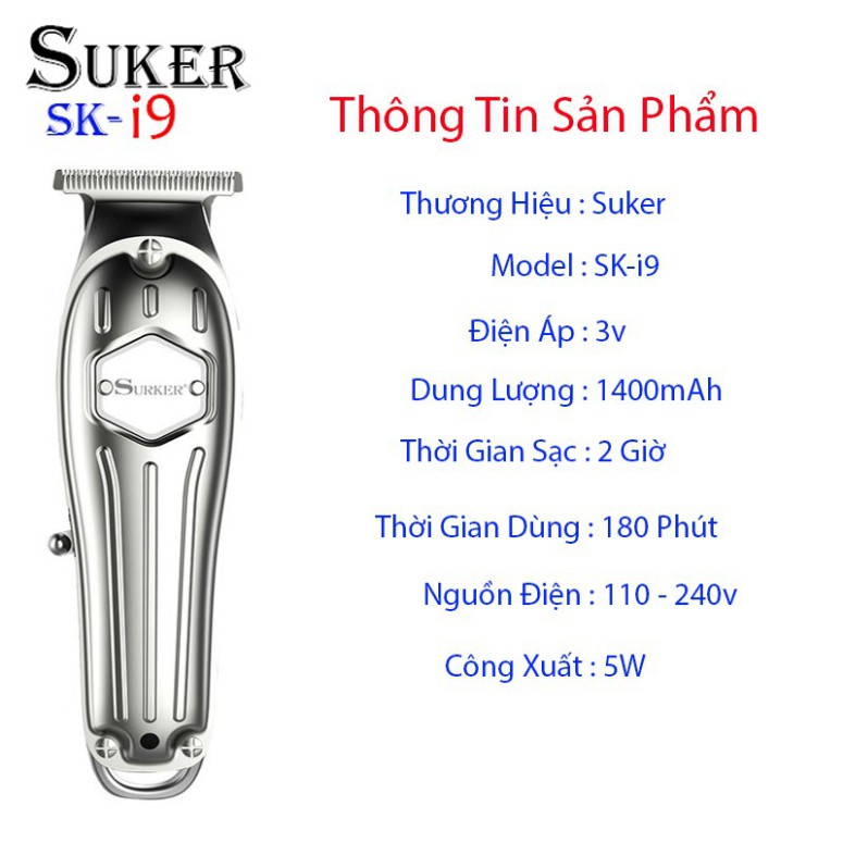 Tông đơ cạo trấn viền Suker-i5 + i9 máy êm thiết kế cực bắt mắt