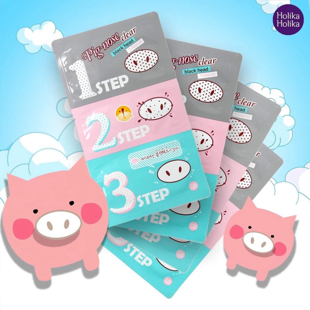 Miếng lột mụn mũi 3 bước Holika Holika Pig Nose Clear Black Head 3 Step Kit