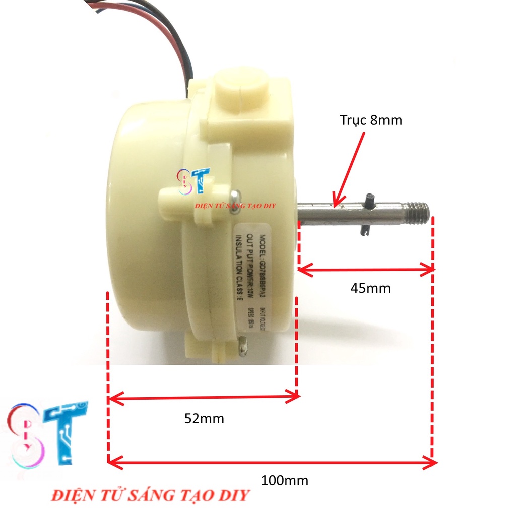 Động Cơ Chế Quạt Brushless Không Chổi Than GIANDEL 6V 10W Trục 8mm