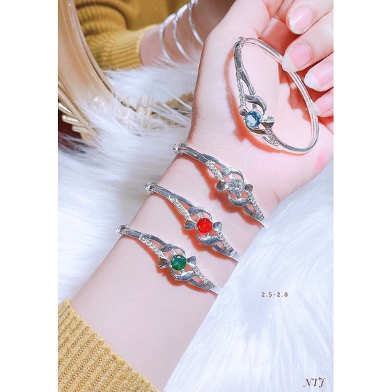 VÒNG TAY NỮ BẠC TA - LẮC TAY VÔ CỰC MẶT ĐÁ