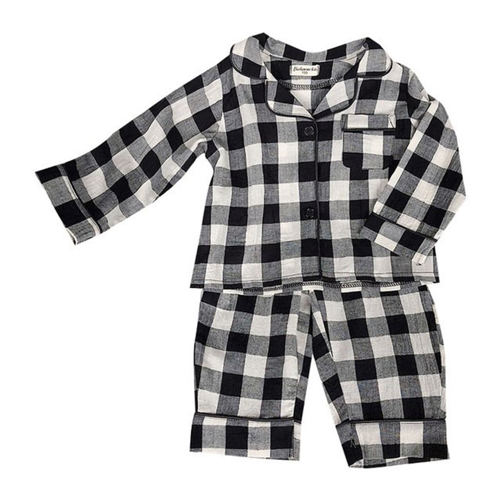 Bộ Pijama kẻ caro dài tay cho bé chất thô đũi cao cấp SUMO KIDS