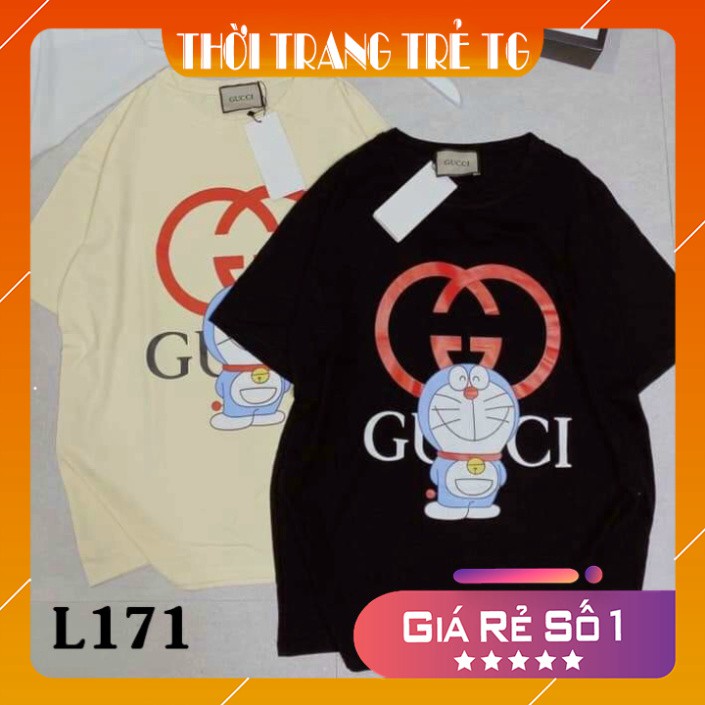 Áo thun 💕𝑭𝒓𝒆𝒆𝒔𝒉𝒊𝒑💕 Áo phông form rộng dáng Unisex L171, mặc cặp, nhóm, lớp in hình Doraemon x GC