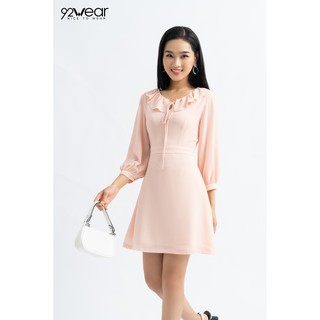 Đầm suông dài tay lỡ cổ bèo có dây DEW0679 - 92WEAR