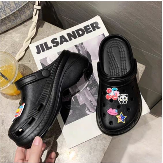 Dép cross nữ tặng kèm sticker mẫu mới sang chảnh, dép bánh mì đế cao đi cực êm chân không nóng cho mùa hè