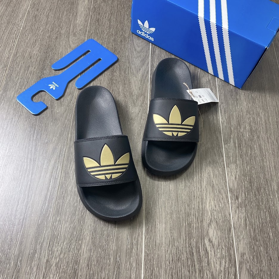 [CHÍNH HÃNG] Dép quai ngang ADIDAS - logo Cỏ Ba Lá màu Đen