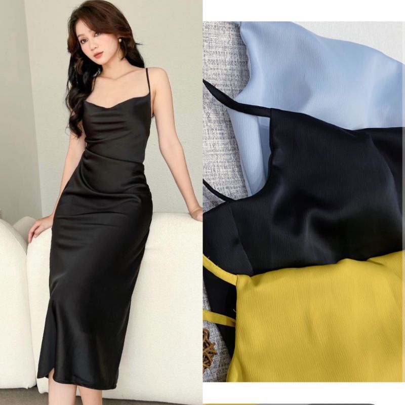 Váy body lụa 2 dây cúp ngực - Buns Store