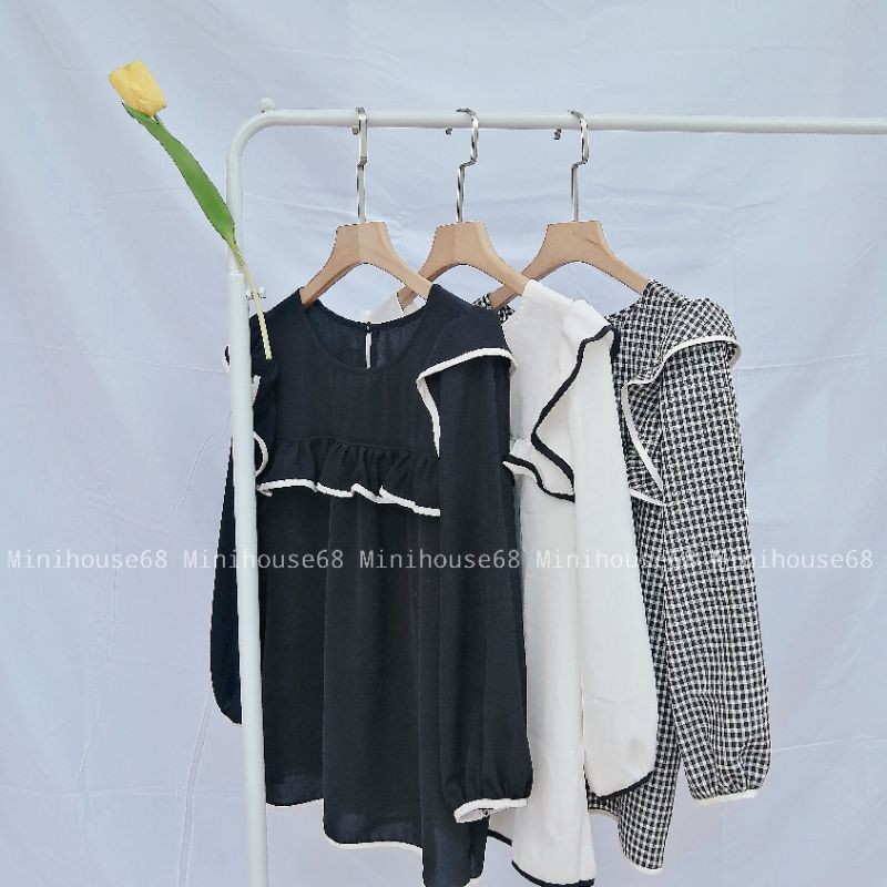 ÁO BBD TRẮNG TAY DÀI BÈO VIỀN ĐEN - ÁO KIỂU CÔNG SỞ NỮ (Ảnh thật shop chụp & clip cận chất vải) | BigBuy360 - bigbuy360.vn