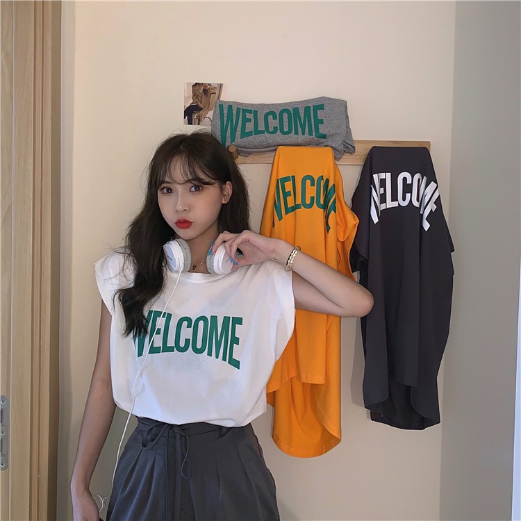 Áo Thun Nữ Không Tay Dáng Rộng Phong Cách Hàn Quốc