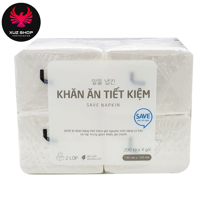 Lốc 4 gói khăn  giấy ăn Lotte - (200 tờ/ gói)