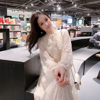(ORDER) Váy ren xòe dài cổ thắt nơ tiểu thư ngọt ngào sang chảnh dự tiệc nhẹ nhàng
