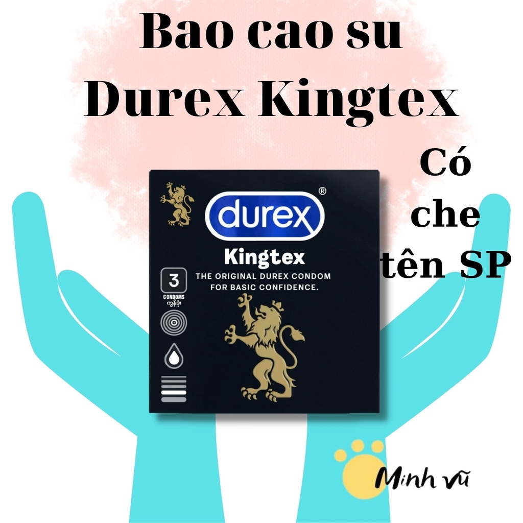 [ Có video ảnh thật ] Bao cao su Durex Kingtex hộp 3 chiếc bcs ôm khít size nhỏ 49mm