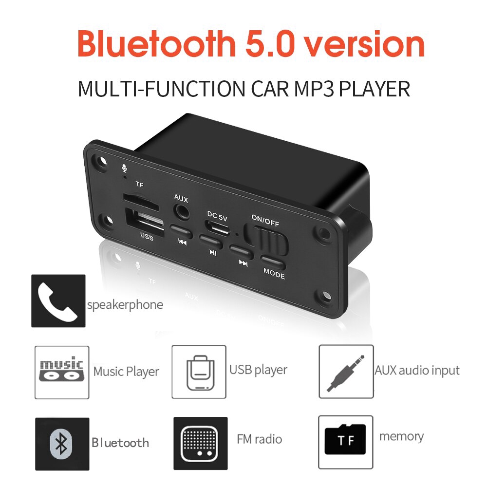 Đầu máy thu phát tín hiệu âm thanh FM Bluetooth USB TF DC 5V JQ-D077BT cho xe ô tô