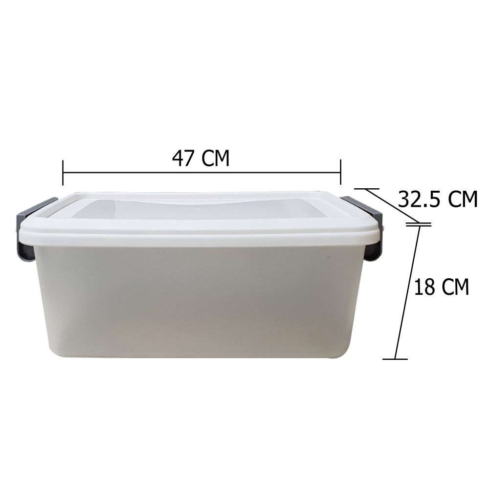 HomeBase STACKO Thùng đựng đồ 17L bằng nhựa có nắp AZ Thái Lan W46.9xD32.2xH18.1 màu trắng