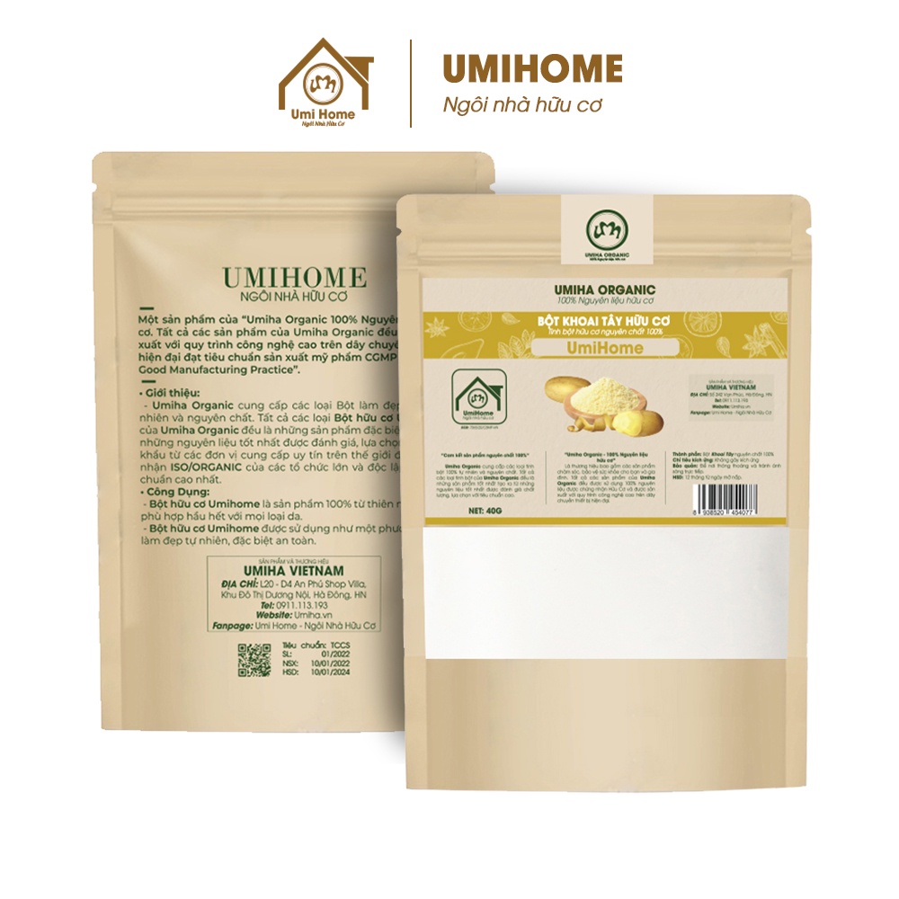 Bột Khoai Tây hữu cơ UMIHOME nguyên chất 40g dưỡng trắng hiệu quả