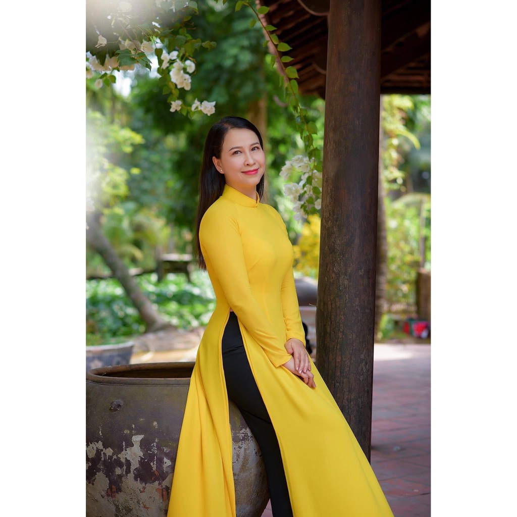 Áo Dài 4 Tà - Màu Vàng Nghệ  - Chất Liệu Chiffon Cao Cấp - Hỗ Trợ 1 Đổi 1 - Hàng Đủ Size