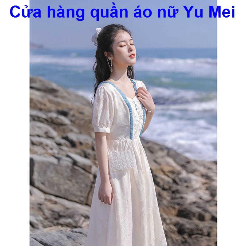 váy midi2021 phong cách cung đình kiểu Pháp mới mùa hè, tính tình cẩn thận váy dài, nhẹ nhàng đầu thiếu nữ