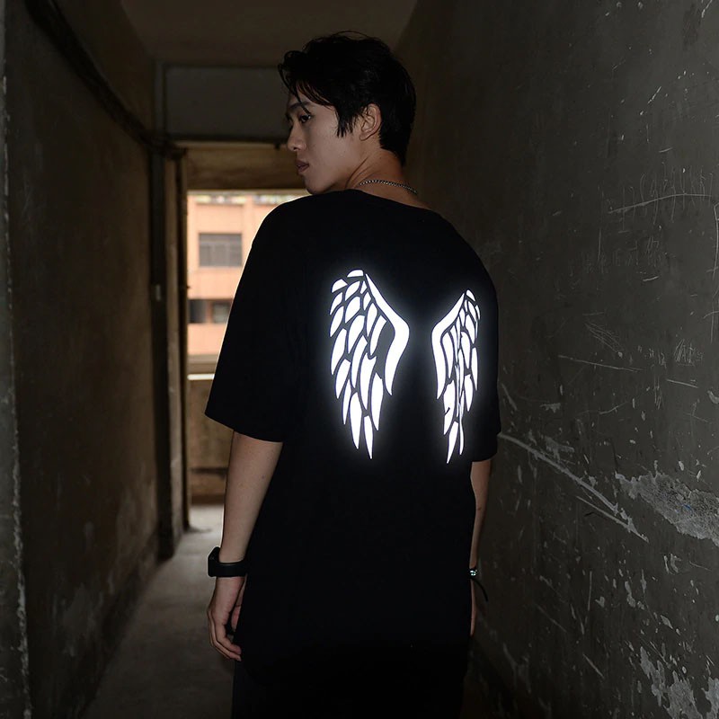 Áo thun phản quang tay lỡ nam nữ cánh 03