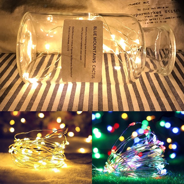 Đèn LED pin AA 3M 30 bóng đom đóm CHIPSBLING FAIRY LIGHT màu vàng nắng