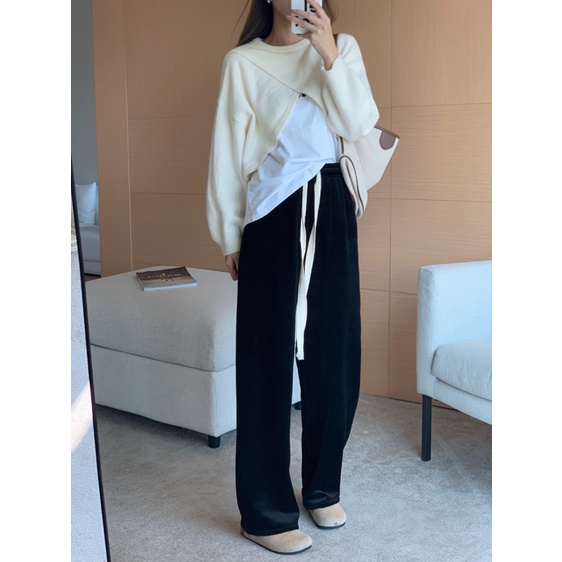 QADCOL Plus Quần Dài Ống Rộng Kiểu Dáng Đơn Giản Trẻ Trung Năng Động