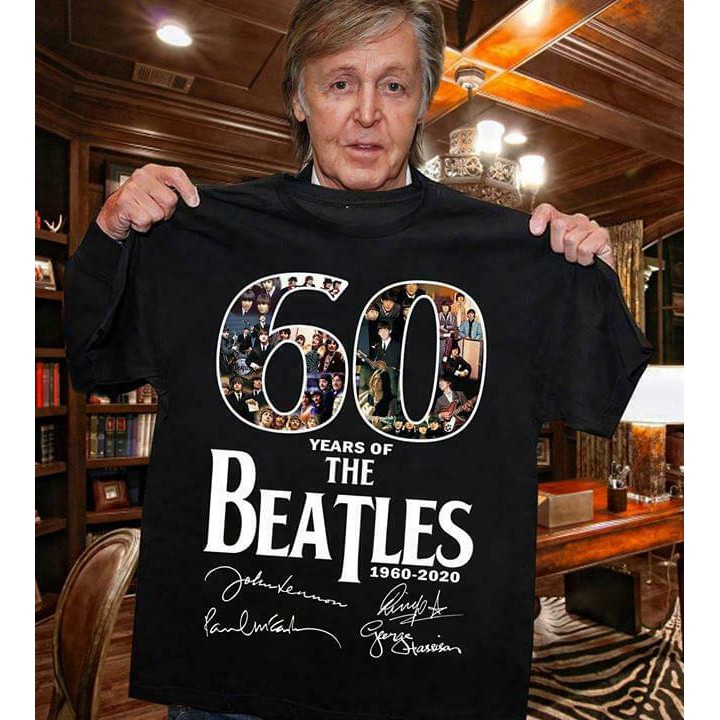 Áo thun cotton tay ngắn in chữ 60 Years Of The Beatles 1960 2020 thời trang cho nam