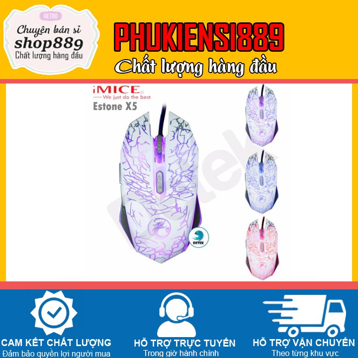 Chuột có dây game thủ iMice ESTONE X5 màu Trắng
