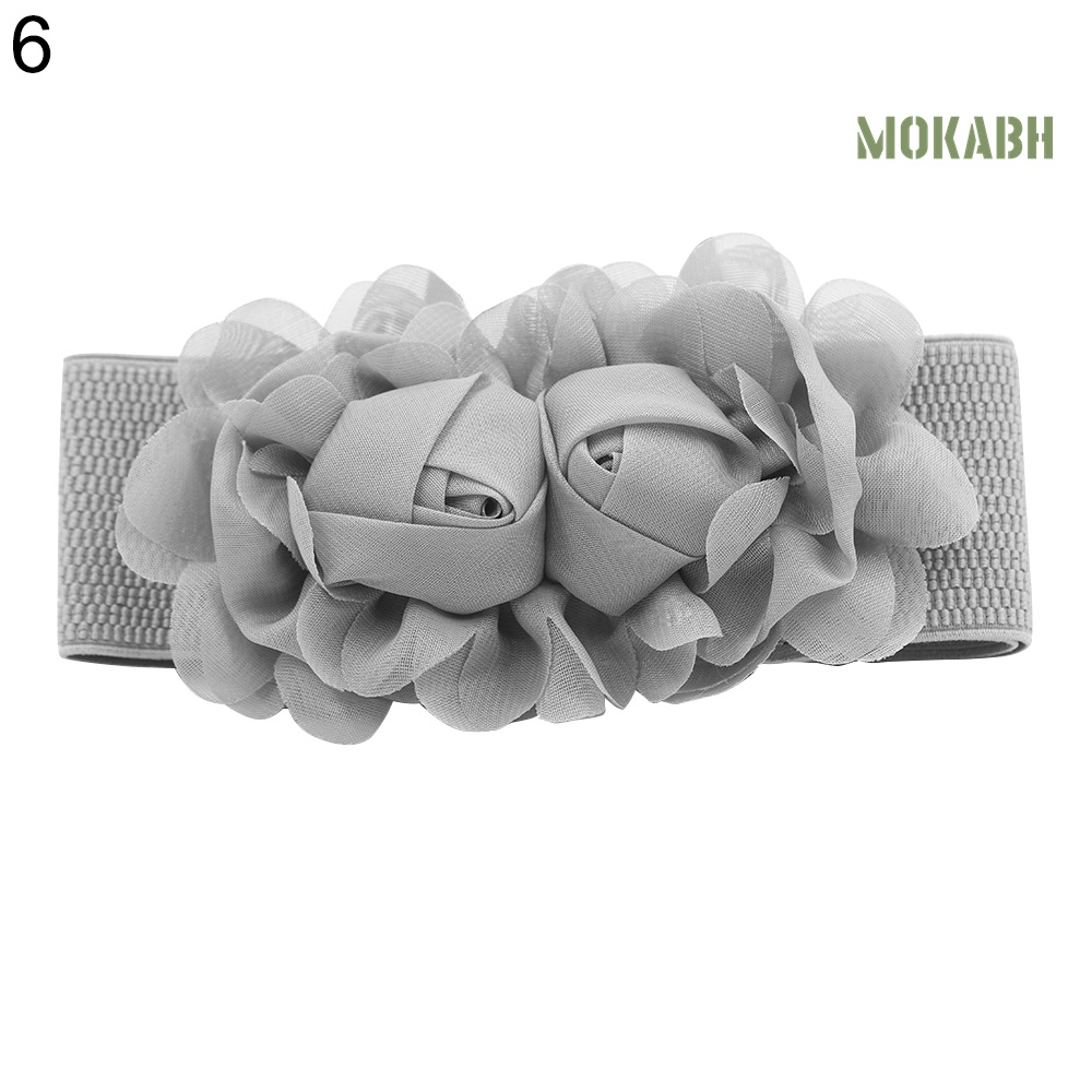 Thắt Lưng Bản Rộng Co Giãn Mặt Hoa Hồng Thời Trang Cho Nữ