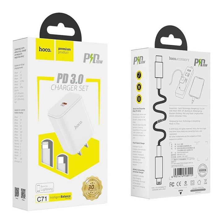 Bộ sạc nhanh IP11 pro max 18W Hoco C71 4.9