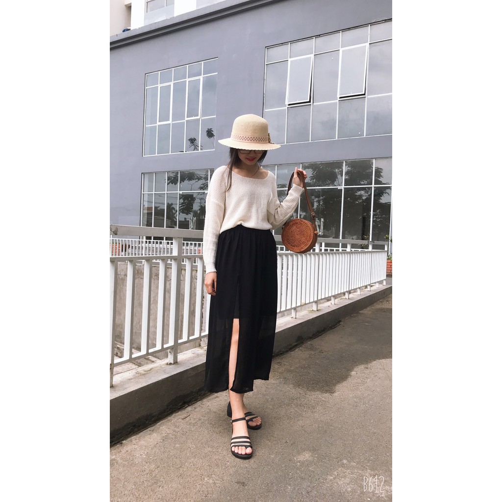 Chân váy voan dài xẻ tà cá tính + video ảnh thật | BigBuy360 - bigbuy360.vn