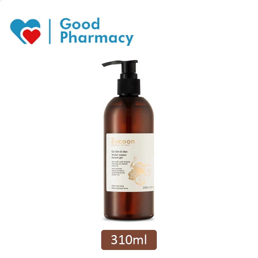 Gel tắm bí đao Cocoon làm sạch cơ thể nhẹ nhàng, giảm mụn lưng, thâm mụn, da sạch mịn màng, cảm giác thư giãn, mát lạnh