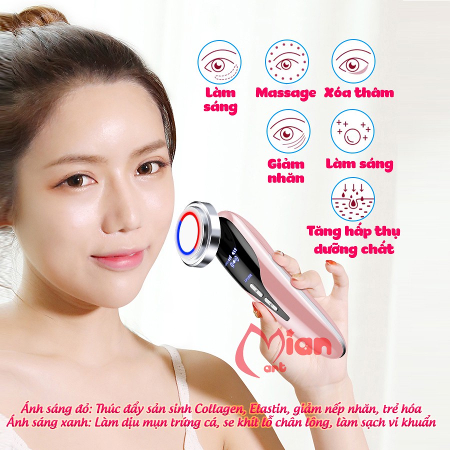 Máy massage mặt cầm tay ion- máy điện di tinh chất - mát xa nâng cơ đẩy dưỡng chất - chăm sóc da - MIAN GROUP