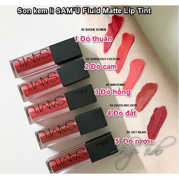 Son kem lì Sam’u Matte Lipstick Tint 4g màu chuẩn, chất son mềm mịn, khô nhanh, không bết dính