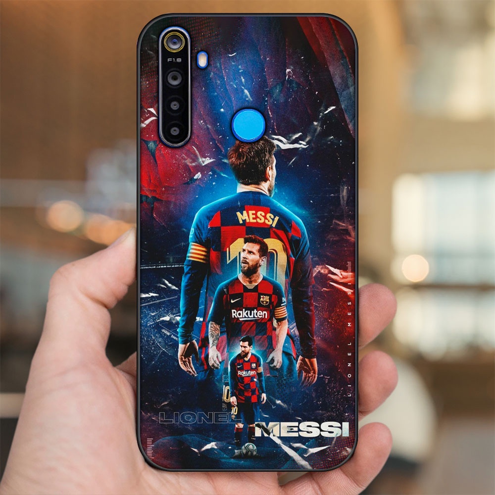 Ốp lưng Realme 5, 5 Pro viền đen in hình Lionel Messi Barcelona PSG