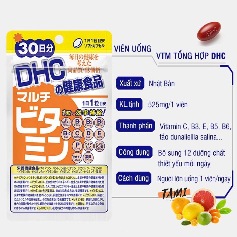 Viên uống Vitamin tổng hợp DHC Nhật Bản bổ sung 12 vitamin thiết yếu thực phẩm chức năng gói 90 ngày TM-DHC-MUL90