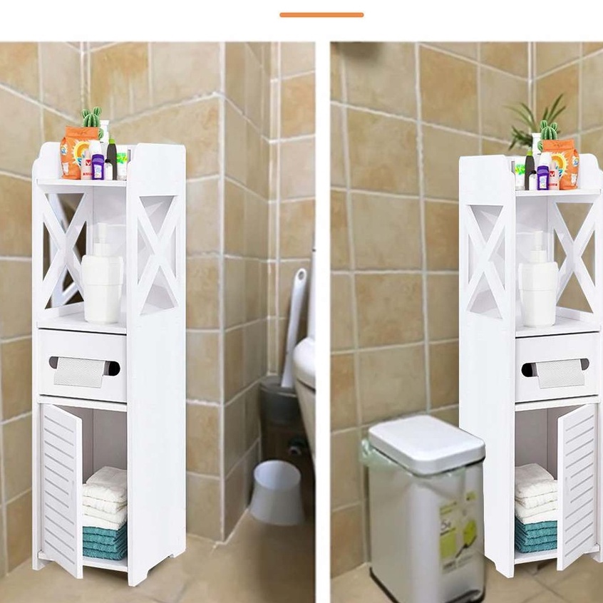 Kệ gỗ nhựa đựng đồ nhà vệ sinh 80x20x18cm màu trắng