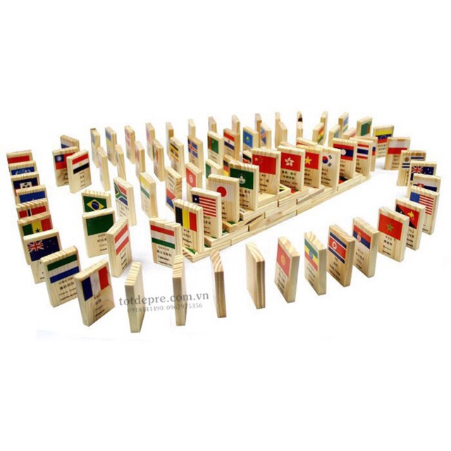 Đồ chơi gỗ Bộ Domino 100 hình quốc kì
