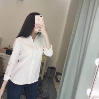 Áo sơ mi trắng công sở uni dài tay