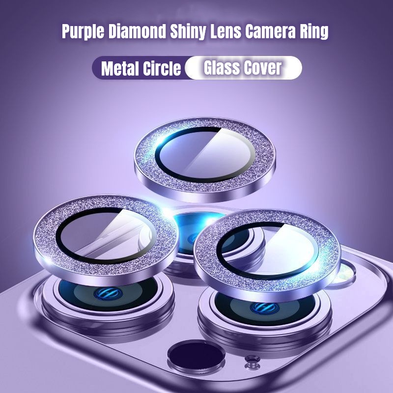 Miếng Dán Cường Lực Bảo Vệ Ống Kính Máy Ảnh Họa Tiết Kim Cương 3D Cho iPhone 12 13 14 Pro Max 14 Plus 11 Pro Max