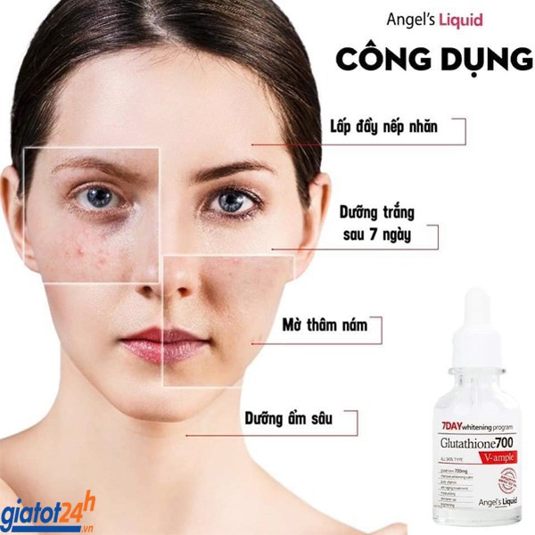 Combo Nước Hoa Hồng - Serum - Kem Mặt 7 Day Whitening Program Glutathione 700 V-AMPLE Set Dưỡng Da 7Day