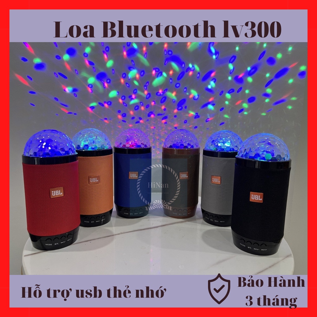 [ Tặng Củ Sạc ] Loa Bluetooth Không Dây JBL LV300 Nghe Nhạc Hay Có Đèn Led Nhiều Màu, Hỗ Trợ Usb Thẻ Nhớ- HiNan Shop