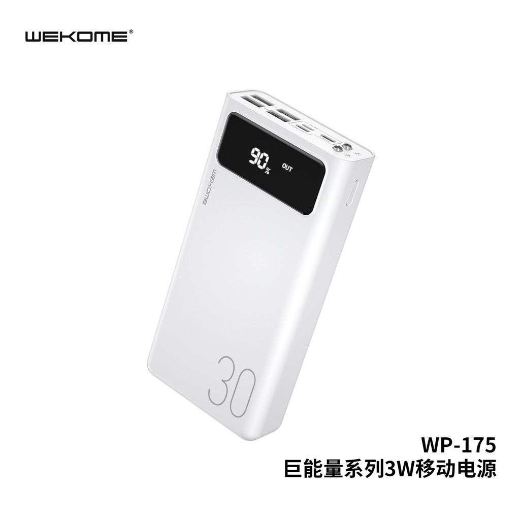 Pin sạc dự phòng 30000mah WK 175, sạc đa năng - đèn led hiển thị pin, 4 cổng USB đa năng, hàng chính hãng