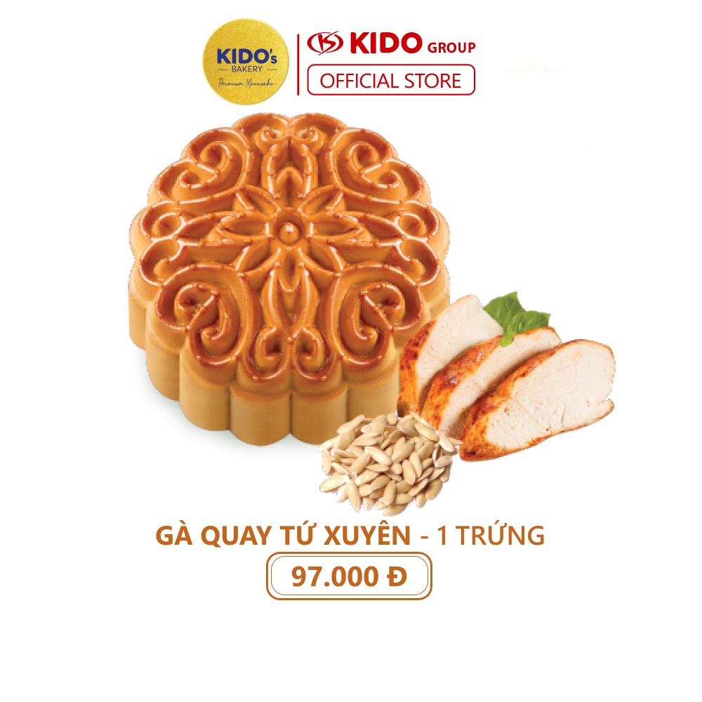 Bánh trung thu Gà Quay Tứ Xuyên 1 trứng KIDO’s Bakery 150g (Tặng kèm hộp cao cấp-chỉ nhận đơn 2 bánh và 4 bánh)