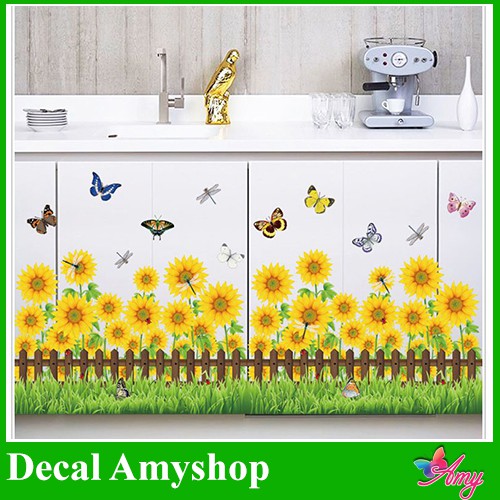 Decal dán tường Chân tường hướng dương 2 - PVC vinyl - DCT034