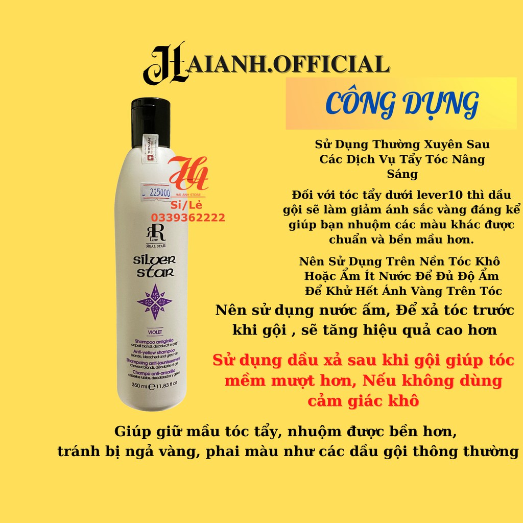 Dầu Gội Tím Khử Ánh Vàng, Chăm Sóc Tóc Giữ Mầu & Tóc Tẩy ANTI-YELLOW SHAMPOO BLONDE BLEACHED AND GREY HAIR 350ML