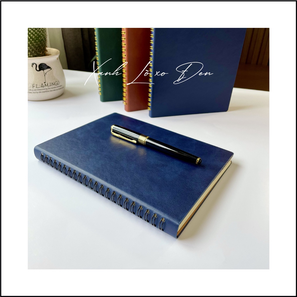 Sổ Tay Bìa Da A5 - Ruột 200 Trang - Màu Xanh Đen