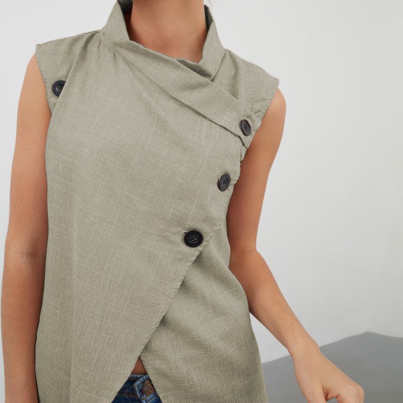 Áo thun nữ không tay dáng dài xẻ tà thời trang size lớn