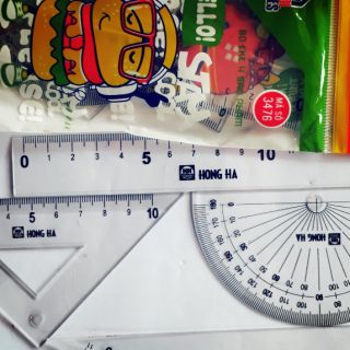 Bộ Thước kẻ, Eke, Đo góc 4 món Hồng Hà