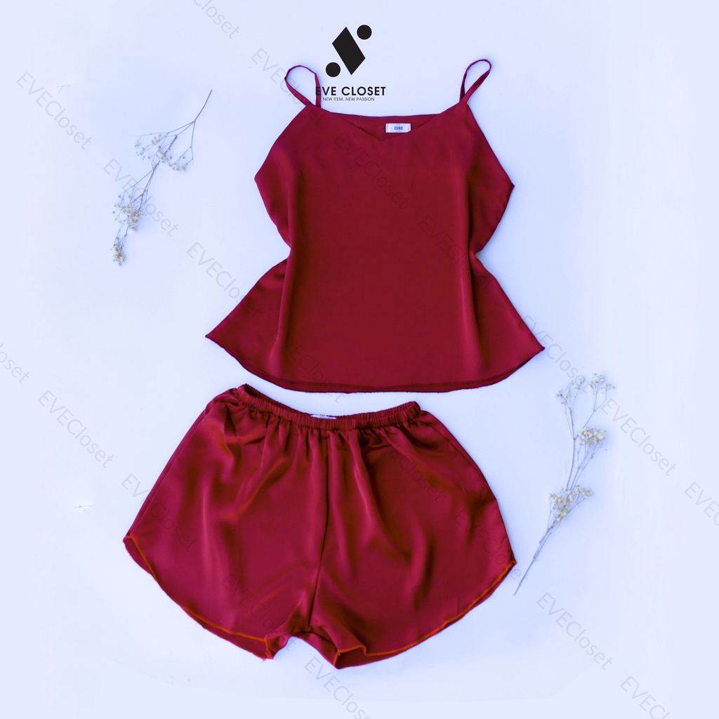 Đồ bộ nữ mặc nhà 2 dây, Đồ bộ lụa quần đùi mềm mát – Hàng thiết kế - EveCloset | BigBuy360 - bigbuy360.vn