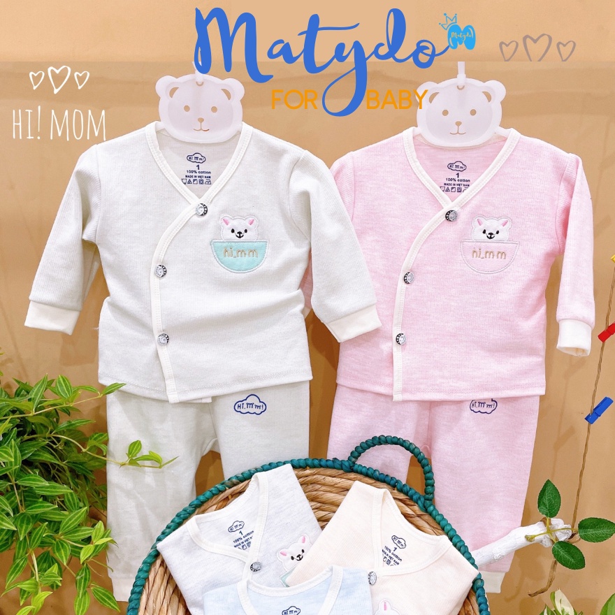 Quần áo sơ sinh bé trai bé gái mùa đông cao cấp chất vải an toàn đồ sơ sinh cho bé Hi mom cúc chéo SS11